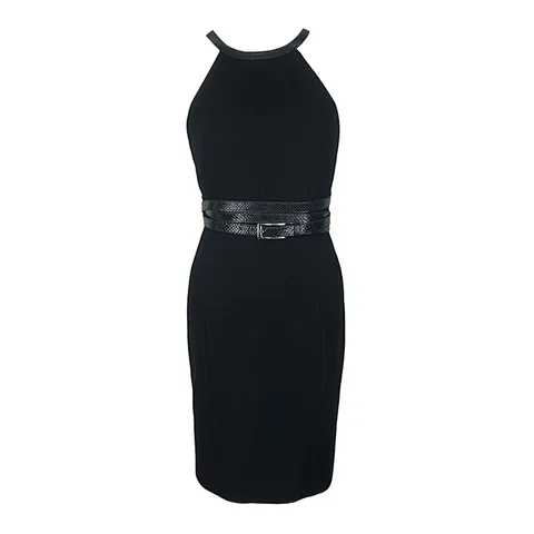 Michael Kors Black Wool Snakeskin Halterneck Dress 2 - 1