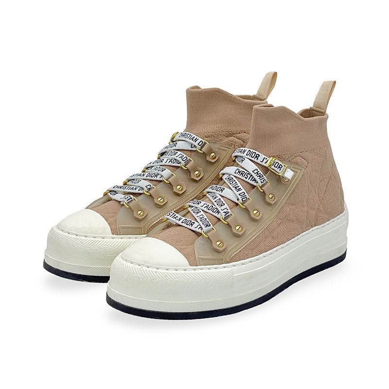 Christian Dior Nude Macrocannage Technical Mesh High Top Platform Walk'n'Dior Sneakers 36.5 - 1