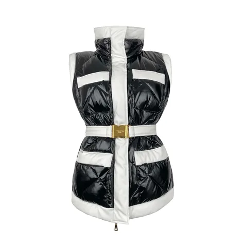 Balmain Black White Polyamide Puffer Belted Vest 38