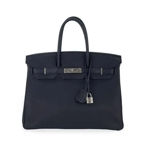 Hermes Togo Leather Palladium Hardware Noir Birkin 35