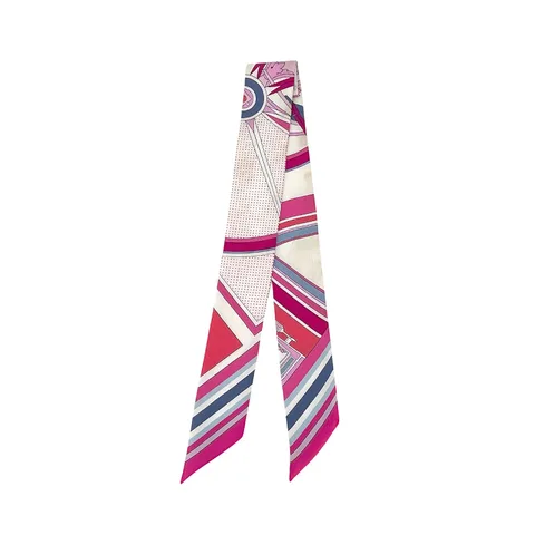 Hermes Pink George Washington Carriage Silk Twilly Scarf