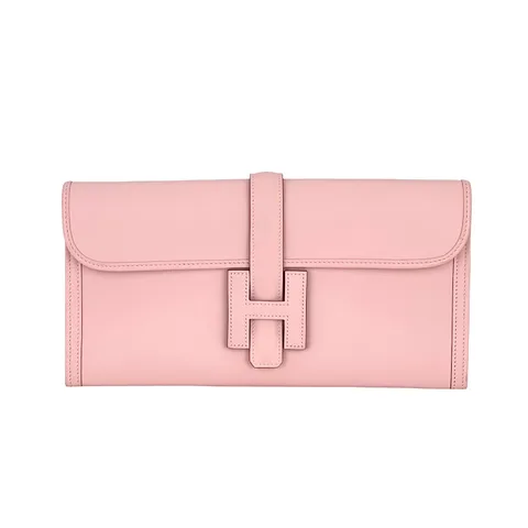 Hermes Swift Leather Rose Sakura Jige Elan Clutch 29