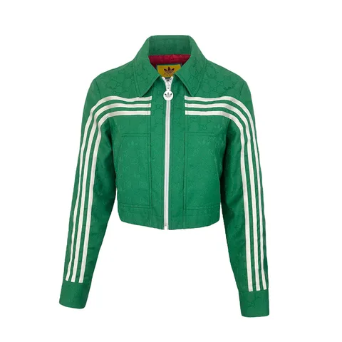 Gucci x Adidas Green White GG Polyester Cropped Jacket IT40 - 1