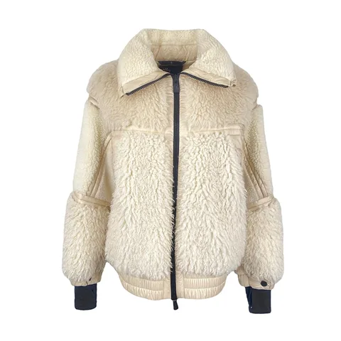Moncler Cream Faux Shearling Yvoire Down Jacket 1 - 1
