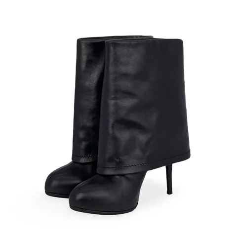 Giuseppe Zanotti Black Leather Foldover Zipper High Heel Ankle Boots 36.5 - 1