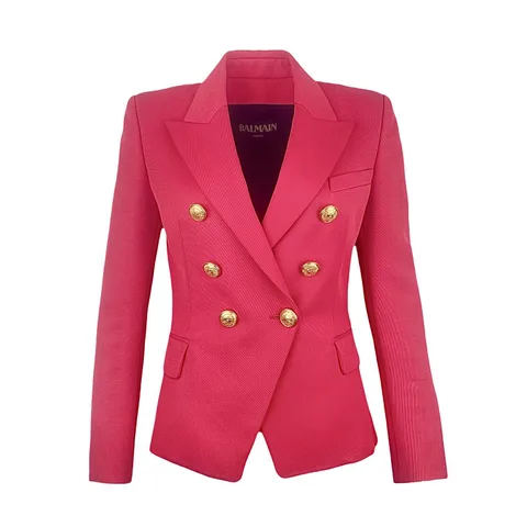 Balmain Fuchsia Wool Double Breasted Blazer Jacket 36 - 1