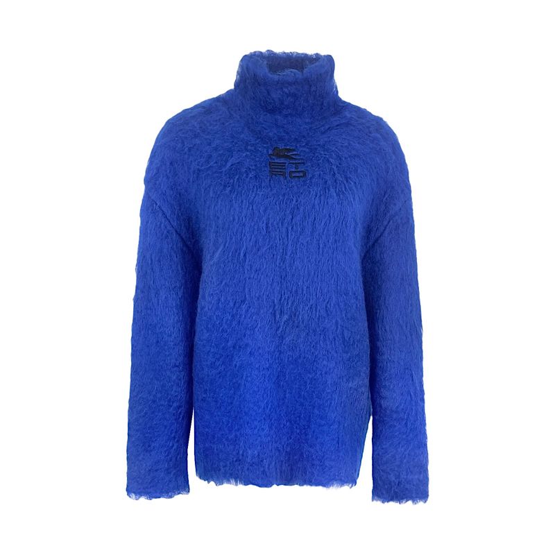 Etro Blue Mohair Rowdy Turtleneck Sweater IT40 - 1