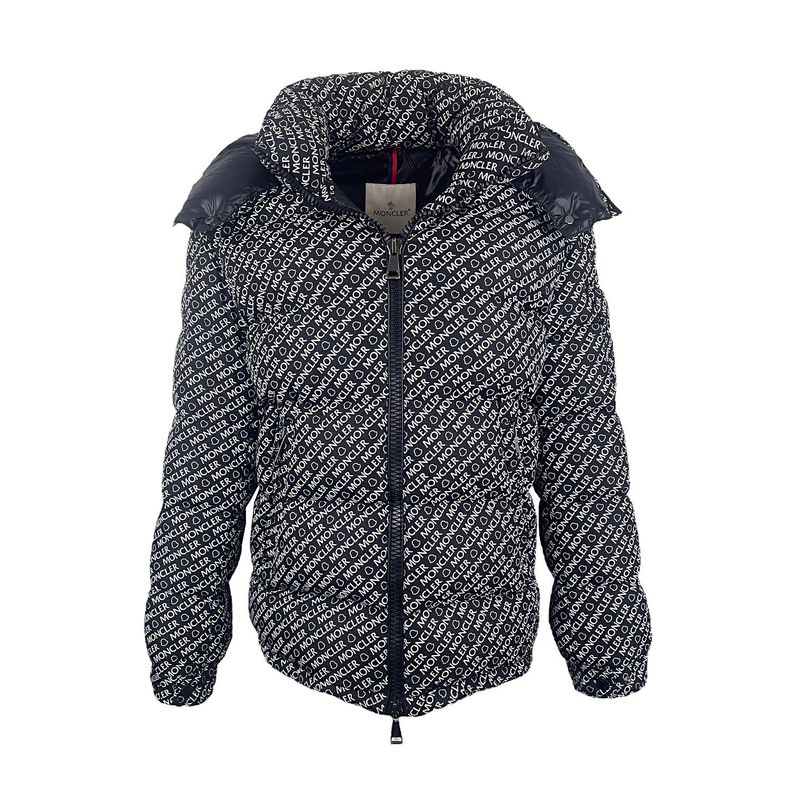 Moncler Black White Logo Print Maire Down Puffer Jacket 2 - 1