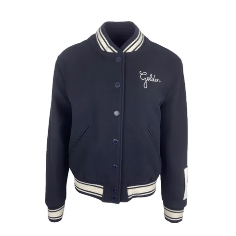 Golden Goose Navy Blue White Logo Varsity Jacket IT42