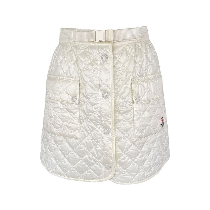 Moncler Cream Polyamide Quilted Two Pocket Gonna Skirt 38 - 1