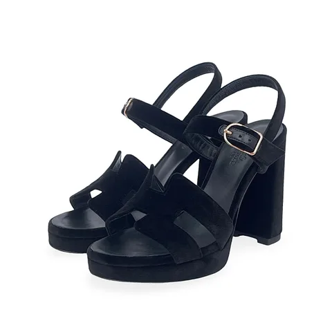 Hermes Black Velvet Jazz Sandals 39 - 1