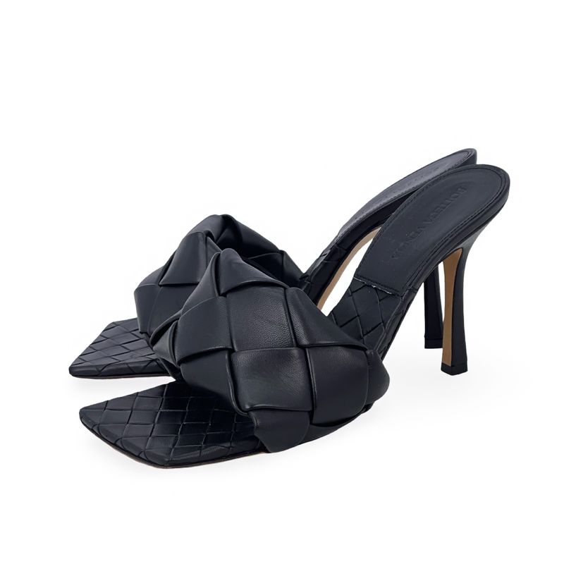 Bottega Veneta Black Leather Lido Woven Mules 39.5 - 1