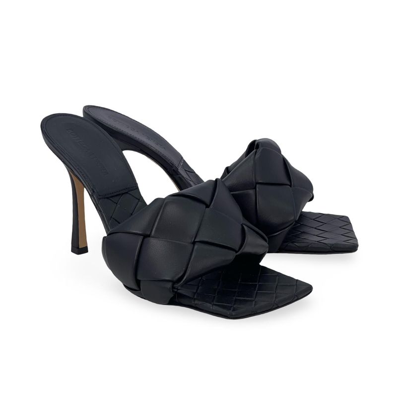 Bottega Veneta Black Leather Lido Woven Mules 39.5 - 3