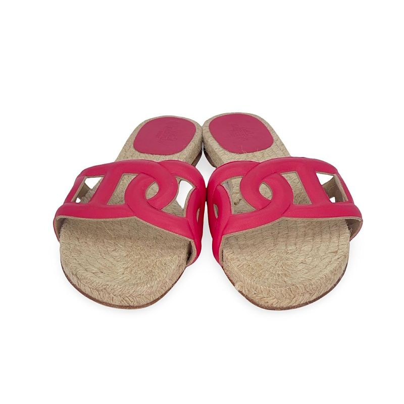 Hermes Rose Framboise Nappa Leather Famosa Espadrilles 39 - 2