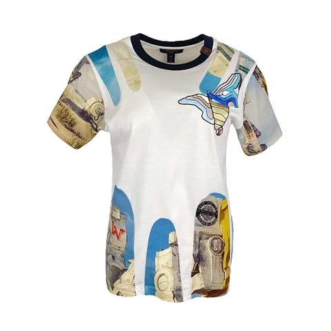Louis Vuitton White Blue Abstract Tshirt XS - 1