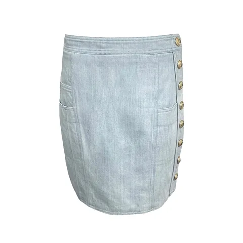 Balmain Light Blue Cotton Denim Mini Skirt 42 - 1