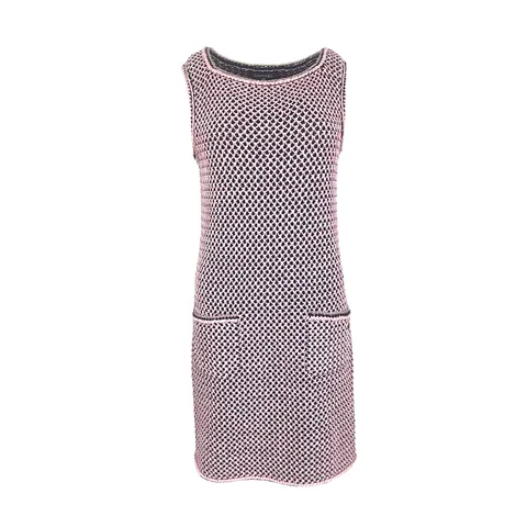 Chanel Pink Black White Knit Sleeveless 2017 Dress 38 - 1