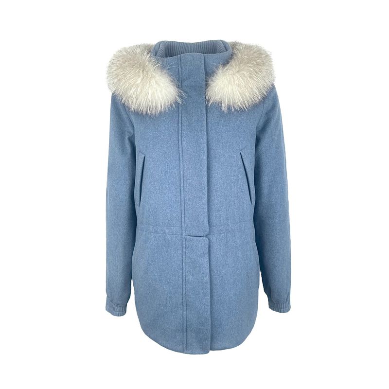 Loro Piana Light Blue Cashmere Fox Fur Jacket IT46 - 1