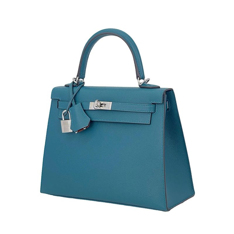 Hermes Sellier Madame Leather Palladium Hardware Vert Bosphore Sienne Kelly 25 - 2