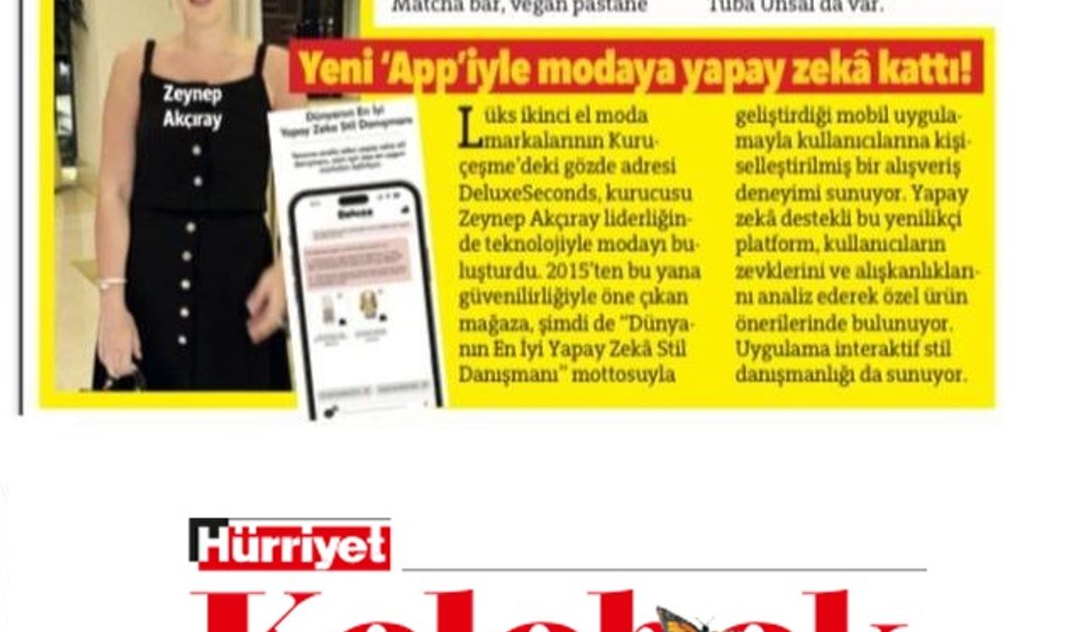 Yapay zeka stil danışmanı mottosu ile DeluxeSeconds&nbsp;mobil&nbsp;app'i