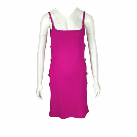 Mach And Mach Fuchsia Crystal Bow Viscose Mini Dress FR38 - 1