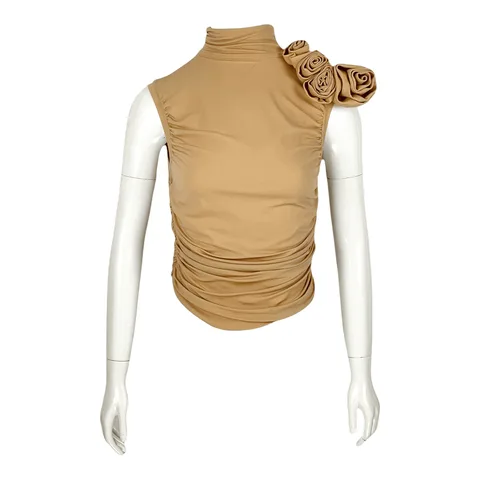 Magda Butrym Nude Floral Applique Sleeveless Blouse 36