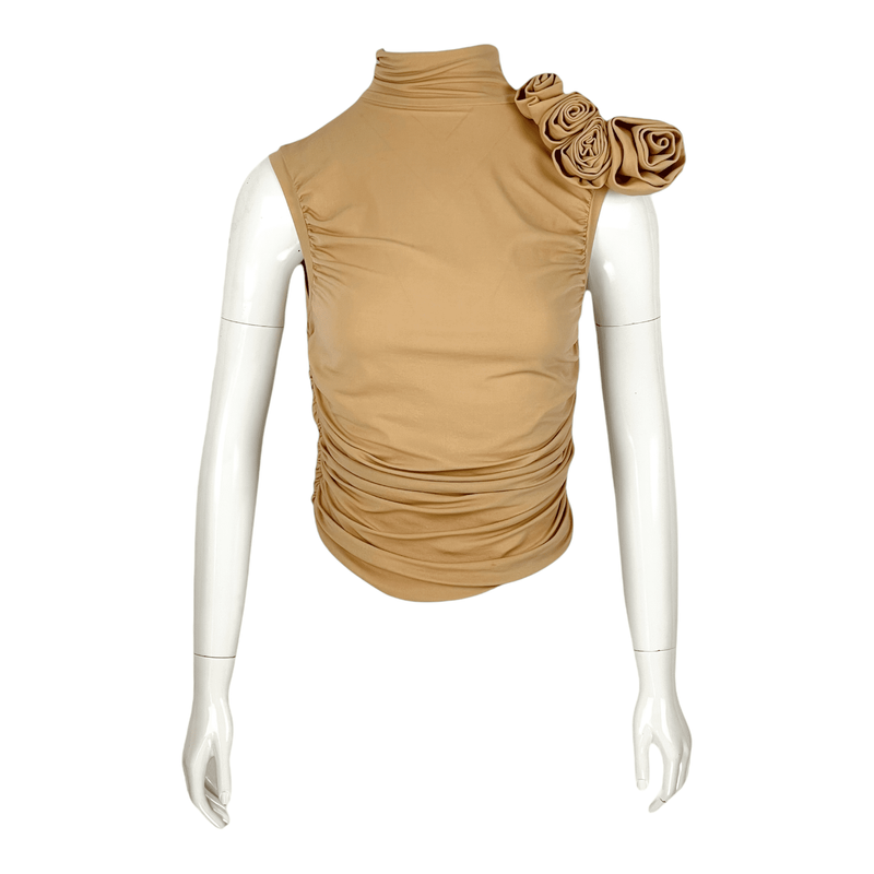 Magda Butrym Nude Floral Applique Sleeveless Blouse 36 - 1