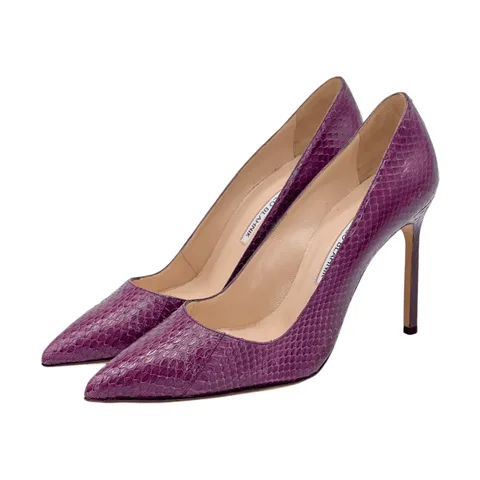 Manolo Blahnik Damson Snakeskin Pumps 37
