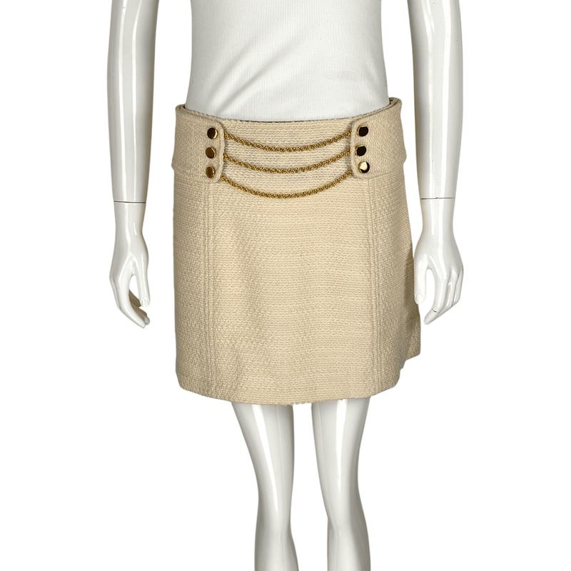Milly Cream Gold Chain Button Skirt S - 1