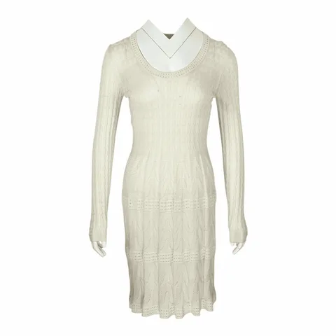 Missoni Cream Long Sleeve Knit Dress IT42