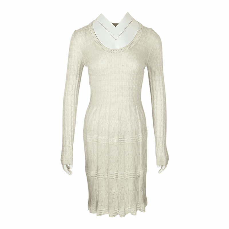Missoni Cream Long Sleeve Knit Dress IT42 - 1