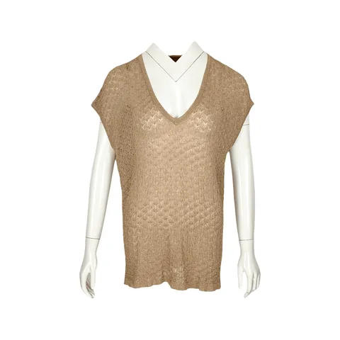 Missoni Beige Crochet V Neck Sleeveless Dress IT42 - 1
