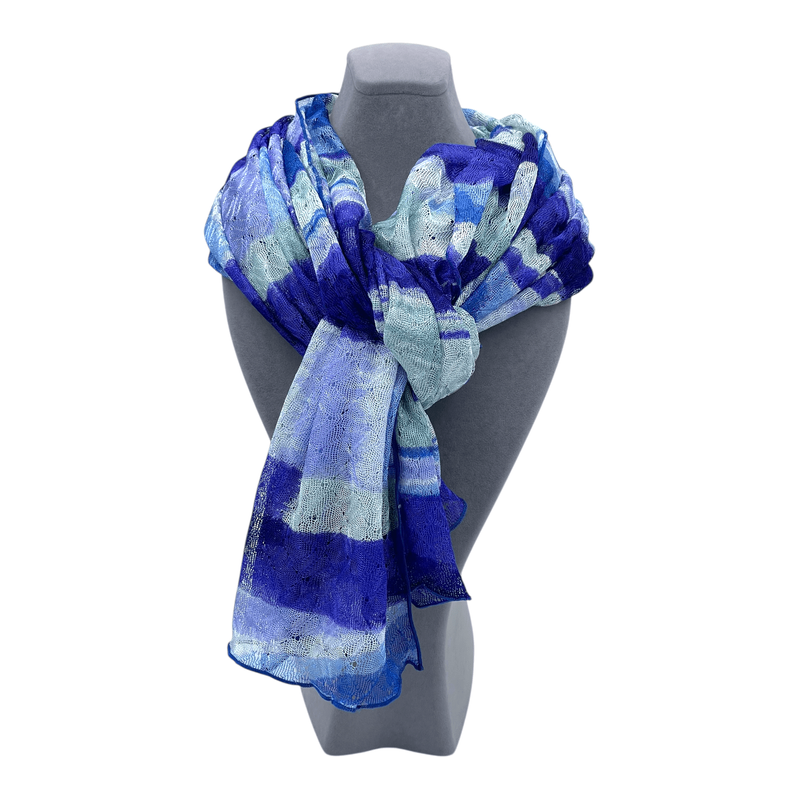 Missoni Blue Purple Zigzag Knit Scarf - 1