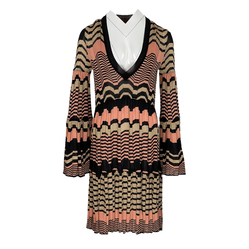 Missoni Multicolor V Neck Long Sleeve Dress IT42 - 1