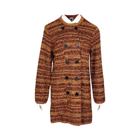 Missoni Multicolor Metallic Boucle Tweed Double Breasted Long Jacket IT42 - 1