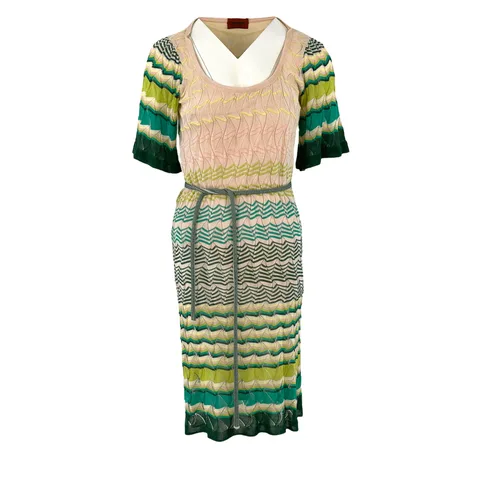 Missoni Multicolor Short Sleeved Zigzag Knit Dress IT44 - 1