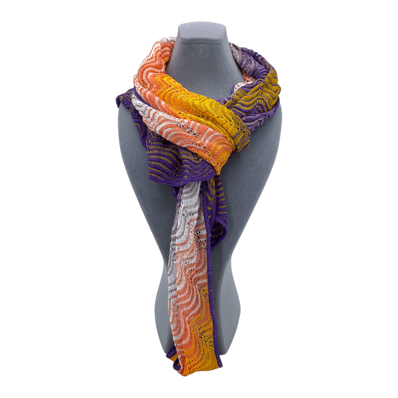Missoni Yellow Purple White Viscose Triangle Scarf - 1