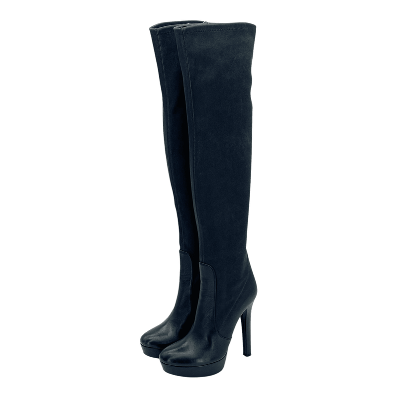 Miu Miu Black Leather Knee High Boots 36.5 - 1