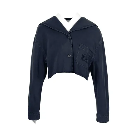 Miu Miu Navy Blue Cropped Jacket 36 - 1