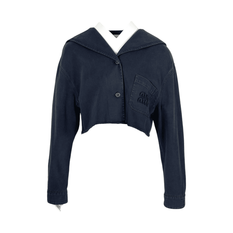 Miu Miu Navy Blue Cropped Jacket 36 - 1