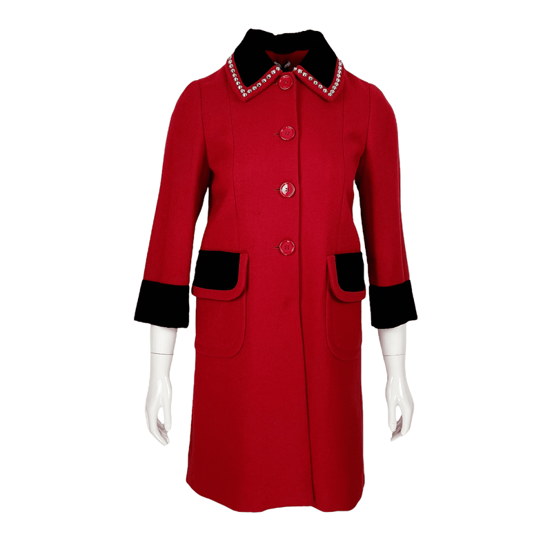 Miu Miu Red Black Coat IT38 - 1