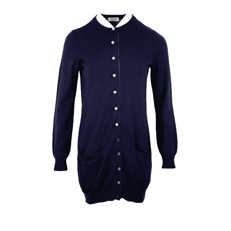 Moschino Navy Blue Button Detail Cardigan FR36 - 1