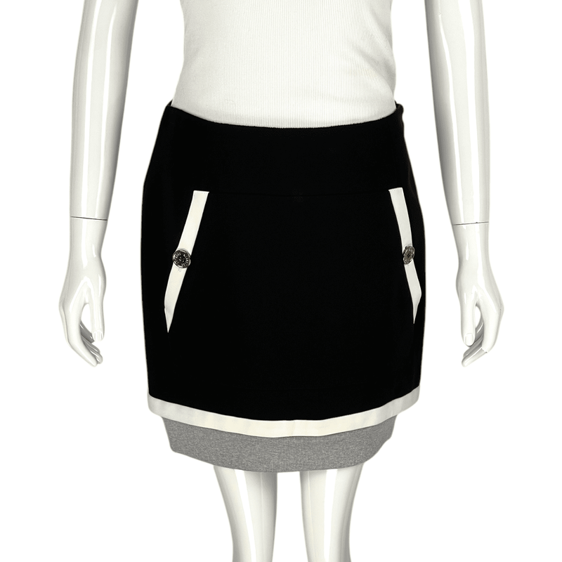 Moschino Button Detail Black White Grey Skirt 38 - 1