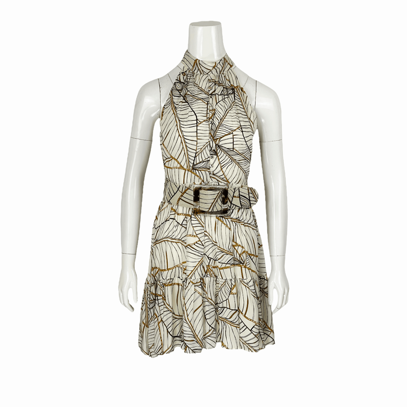 Nicholas White Floral Button Detail Belted Dress 34 - 1