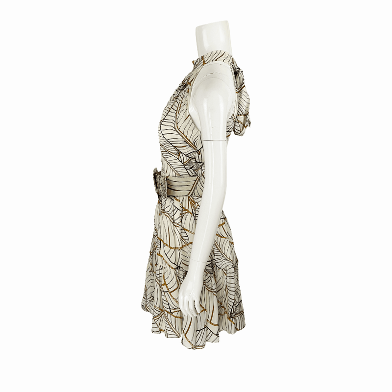 Nicholas White Floral Button Detail Belted Dress 34 - 3