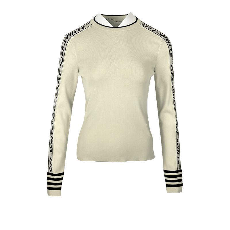 Off White Ivory Logo Print Viscose Sweater IT42 - 1