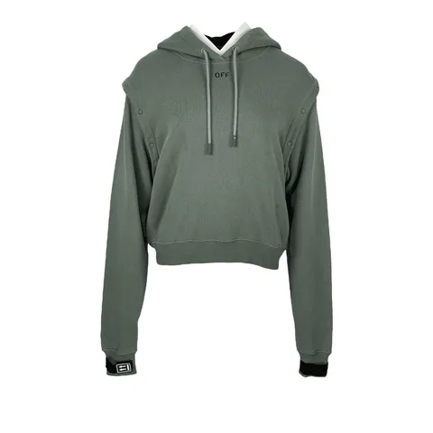 Off White Logo Khaki Hoodie M - 1