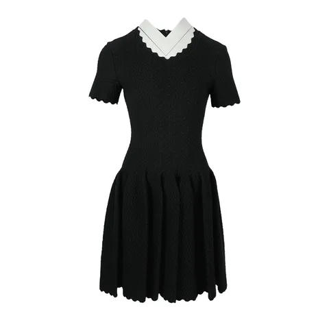 Alaia Black Jacquard Knit Short Sleeve Dress 38 - 1