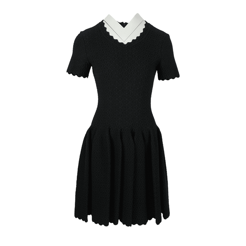 Alaia Black Jacquard Knit Short Sleeve Dress 38 - 1