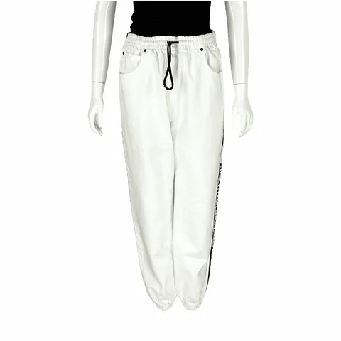 Alexander Wang Side Tape Logo Denim White Jogger M - 1